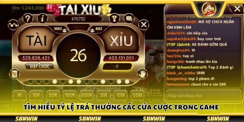 Tìm hiểu tỷ lệ trả thưởng các cửa cược trong game 